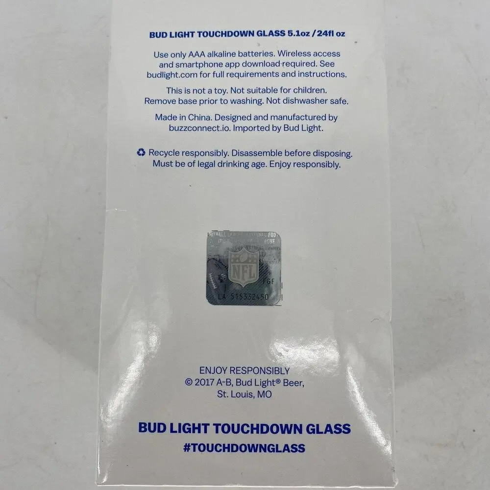 Bud Light Touchdown Glass Plastic Pint Indianapolis Colts Light Up Tumbler